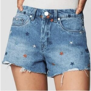 NWOT BLANK NYC The Barrow Vintage High Rise Shorts Embroidered Stars Denim Sz 27